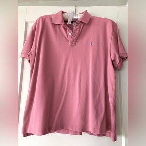 Ralph Lauren Sport Wm’s Sz Large Polo Shirt Pink Short Sleeve Small Horse Logo